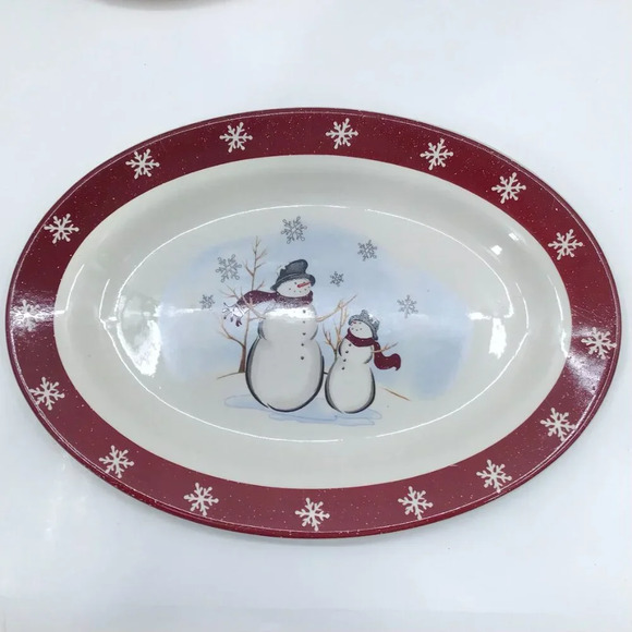 Royal Seasons Christmas Snowmen Gravy Boat Underplate Relish and Serving Platter - Picture 2 of 15